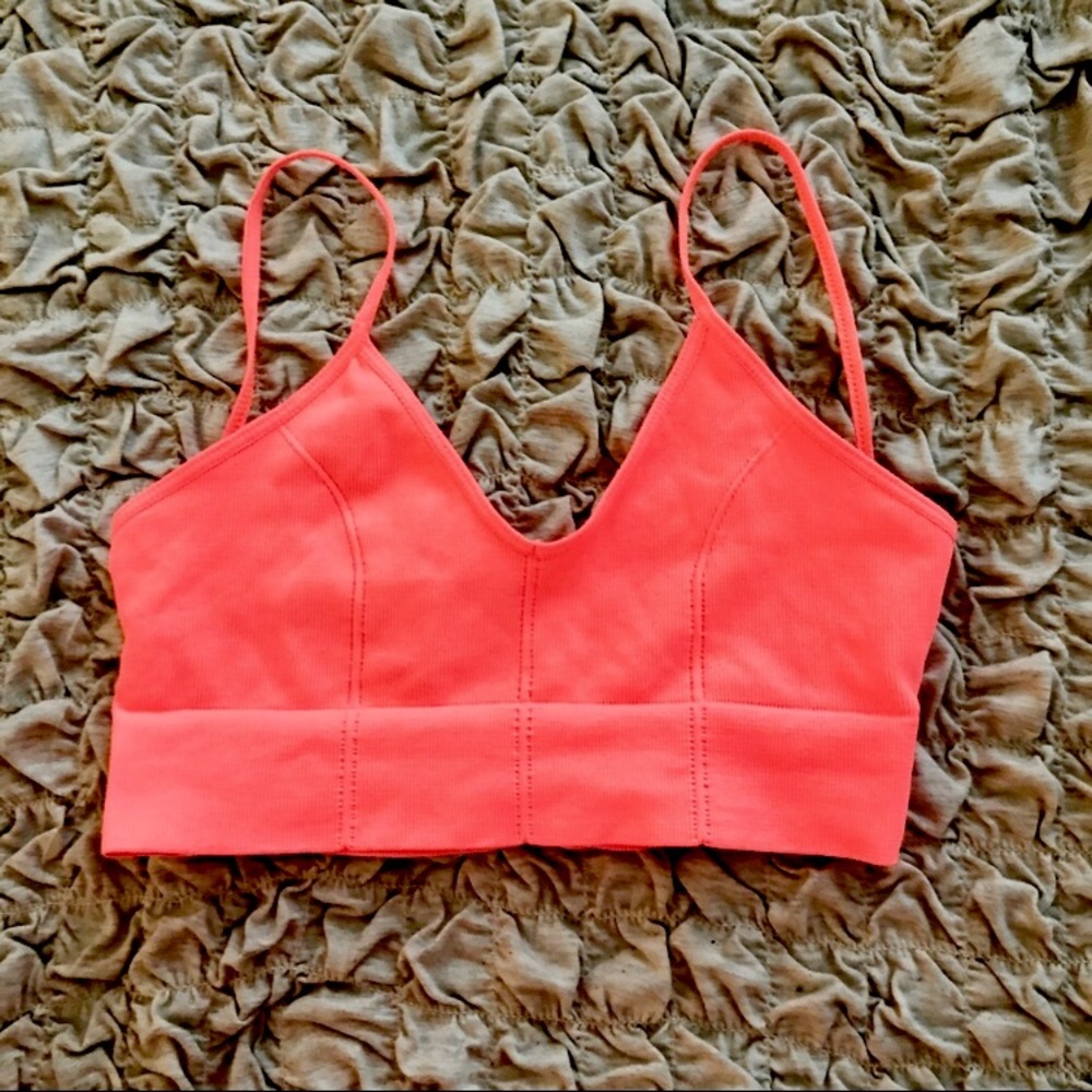 NWOT FP Intimately Seamless Lowback bralette. Coral pink/Orange. ♥️summer color!
